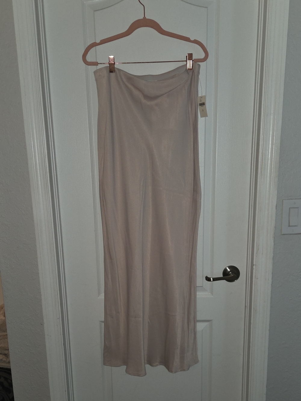 Anthropologie Tilda Beige Satin Slip Maxi Skirt
